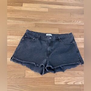 Abercrombie & Fitch Black Jean Shorts Distressed Raw Hem Curve Love
